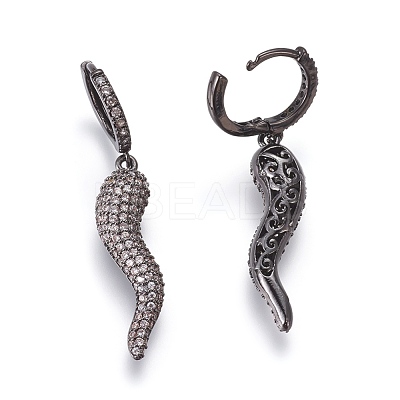 Brass Cubic Zirconia Hoop Earrings EJEW-O084-15-1
