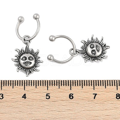 Sun 316 Surgical Stainless Steel Dangle Half Hoop Earrings for Women EJEW-G416-47AS-1