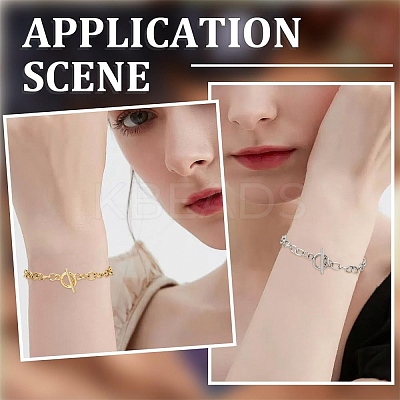 5Pcs 304 Stainless Steel Chain Bracelets BJEW-YW00017-01-1