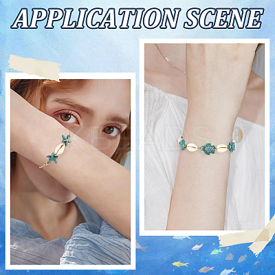 4Pcs 4 Style Natural Shell & Synthetic Turquoise Braided Bead Bracelets BJEW-SC0001-54-1