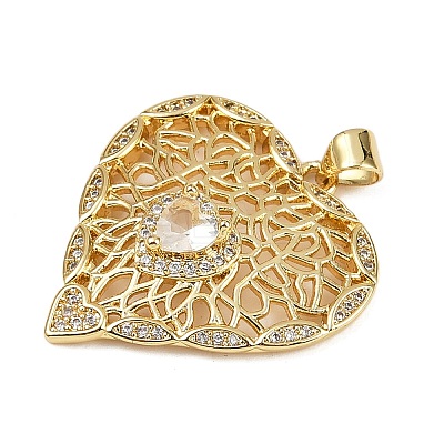 Brass Micro Pave Cubic Zirconia Pendants KK-S526-18G-1