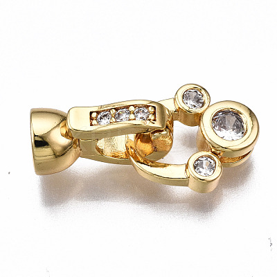 Brass Micro Pave Clear Cubic Zirconia Fold Over Clasps KK-T063-61G-NF-1