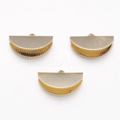 Brass Semi Circle Ribbon Crimp Ends KK-F731-19G-1