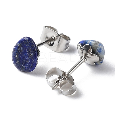 Raw Nuggets Natural Gemstone Stud Earrings EJEW-K253-01P-1