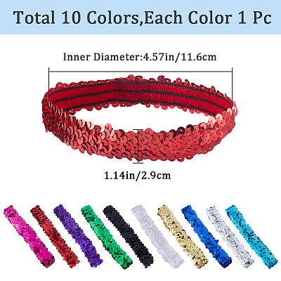 10Pcs 10 Style Wide Stretch Sparkling Headband OHAR-GF0001-27-1