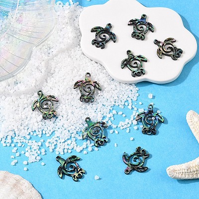 10Pcs Natural Paua Shell Connector Charms SHEL-YW0001-16-1