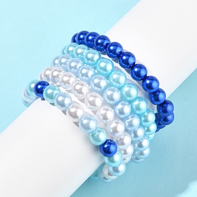 100Pcs 4 Colors Spray Painted ABS Plastic Imitation Pearl Beads OACR-FS0002-09B-1