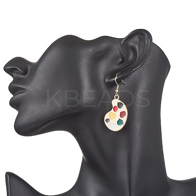 Palette & Brush Alloy Enamel Dangle Earrings EJEW-JE06482-1