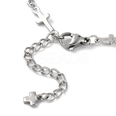 304 Stainless Steel Cross Link Chain Anklets for Women AJEW-AN00679-02-1