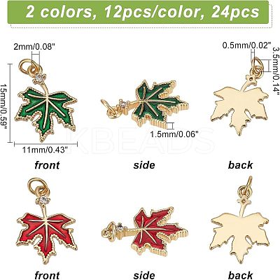 24Pcs 2 Colors Brass Cubic Zirconia Charms KK-FH0004-25-1