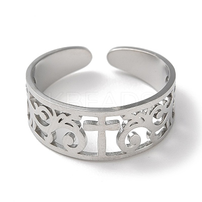 Non-Tarnish 304 Stainless Steel Open Cuff Ring RJEW-C063-01P-1