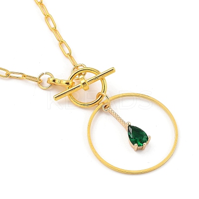 Teardrop Transparent Glass Pendant Necklaces NJEW-JN03038-01-1