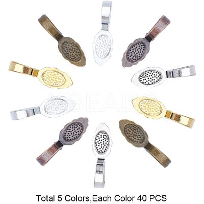 Tibetan Style Alloy Glue-on Flat Pad Bails TIBEB-PH0004-12-1