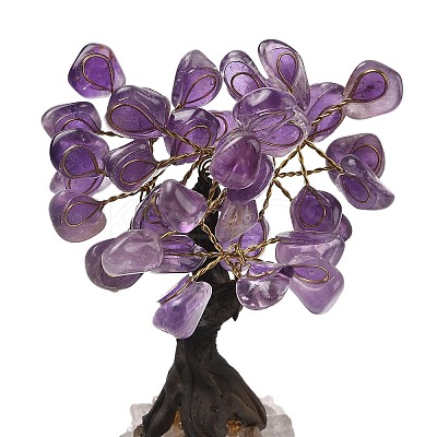 Natural Amethyst Chips Tree Sculpture DJEW-K026-01A-1