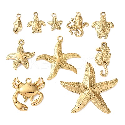 10Pcs Ocean Theme 304 Stainless Steel Pendants STAS-P426-04G-1