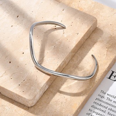 304 Stainless Steel Cuff Bangles for Women BJEW-B108-11P-1