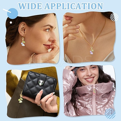 40Pcs 8 Styles Natural Yellow Jade & Natural White Jade & Malaysia Jade & Glass & Acrylic Pearl Flower Pendant Decorations HJEW-YW00156-1