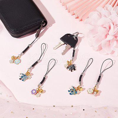 Sheep Alloy Enamel Pendant Decoration HJEW-AB00478-1