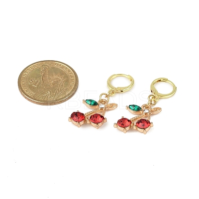 Cherry Alloy Rhinestone Dangle Hoop Earrings EJEW-JE06359-1