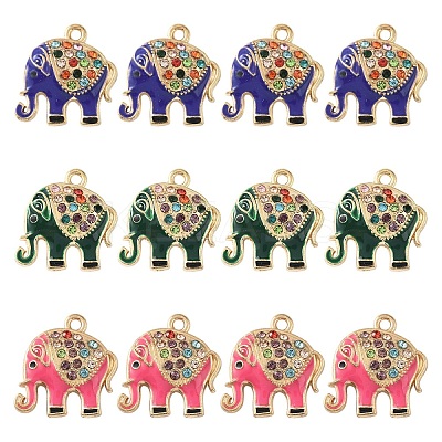 10Pcs Alloy Colorful Rhinestone and Enamel Pendants ENAM-YW0006-14A-1