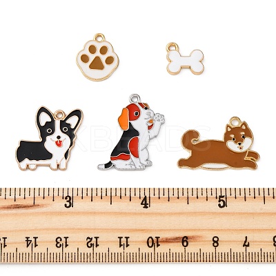 10Pcs 5 Styles Rack Plating Alloy Enamel Pendants ENAM-FP0001-96-1