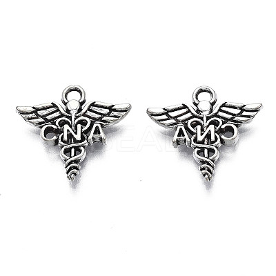 Tibetan Style Alloy CNA Caduceus Medical Symbol Charms TIBEP-N008-134-1