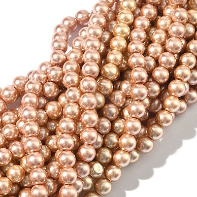 Baking Paint Pearlized Glass Pearl Round Bead Strands HY-XCP0001-30-1