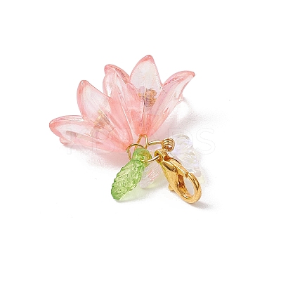 6Pcs Flower Butterfly Acrylic Pendant Decoration HJEW-JM02942-1