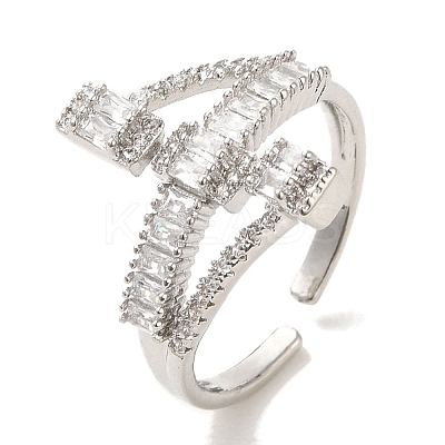 Brass Micro Pave Cubic Zirconia Rings for Women RJEW-E295-01P-1