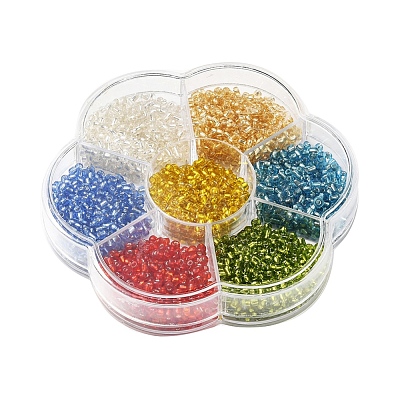 7 Colors Glass Round Seed Beads SEED-YW0001-24B-01-1