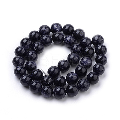 Synthetic Blue Goldstone Beads Strands G-S259-41-8mm-1