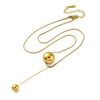 304 Stainless Steel Round Ball Pendant Snake Chain Necklaces LS-NJEW-U028-03G-1