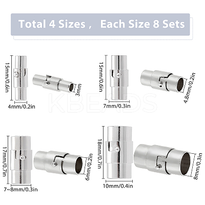32Sets 4 Style Brass Locking Tube Magnetic Clasps KK-SC0002-88P-1