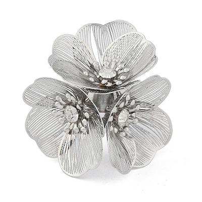 Alloy Rhinestone Cuff Rings for Women RJEW-Z047-04P-1