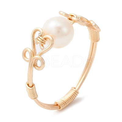 Natural Pearl Finger Ring RJEW-JR00580-1