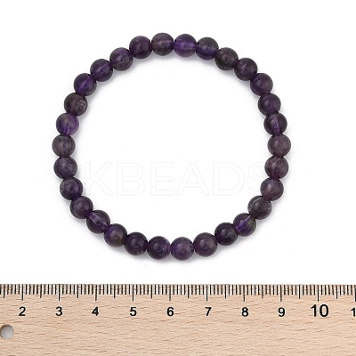 Natural Amethyst Beaded Stretch Bracelets X-BJEW-D446-B-47-1