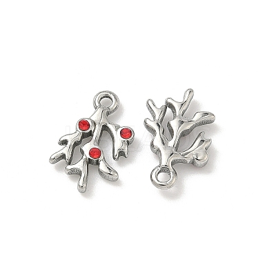 304 Stainless Steel Rhinestone Charms STAS-L308-05P-1