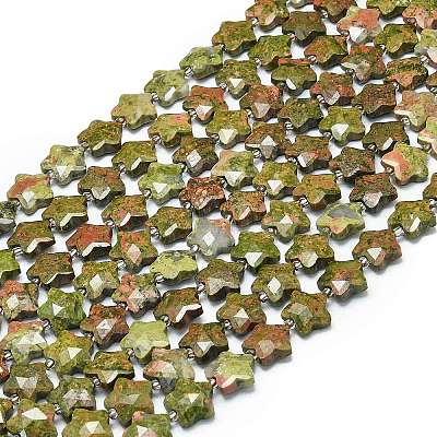 Natural Unakite Beads Strands G-P573-C02-01-1