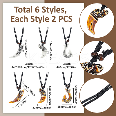 6Pcs 6 Style Resin Pendant Necklaces Set NJEW-FI0001-27-1
