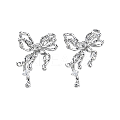 Brass Pave Clear Cubic Zirconia Stud Earring Findings KK-N232-438P-A-1