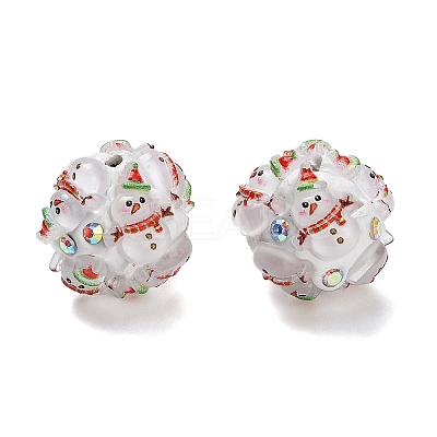 Christmas Theme Polymer Clay Rhinestone Beads with Resin RESI-Z045-01D-1