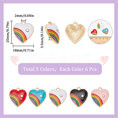 30Pcs 5 Colors Alloy Enamel Pendant ENAM-SC0004-17-1