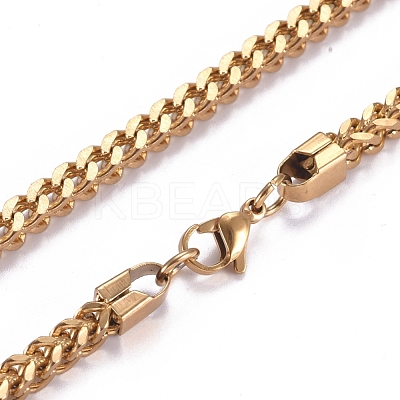 Men's 304 Stainless Steel Diamond Cut Cuban Link Chain Necklaces NJEW-G340-10G-02-1