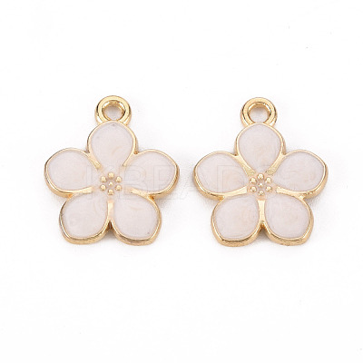 Light Gold Plated Alloy Enamel Pendants ENAM-R136-17F-1