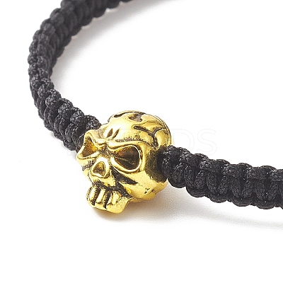4Pcs 4 Color Synthetic Hematite & Alloy Skull Braided Bead Bracelets Set BJEW-JB09215-1