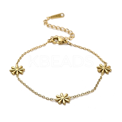 304 Stainless Steel Flower Link Bracelets LS-BJEW-Q040-06G-1