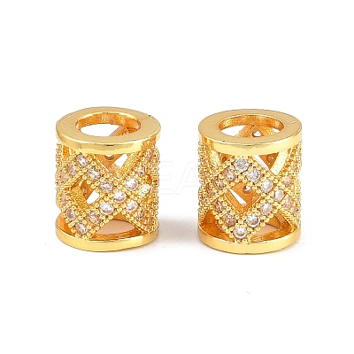 Brass Micro Pave Clear Cubic Zirconia European Beads CU-CBA6A75-25G-1