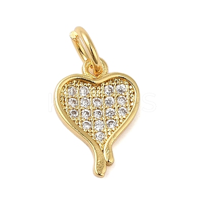 Rack Plating Brass & Clear Cubic Zirconia Pendants KK-S372-30G-1