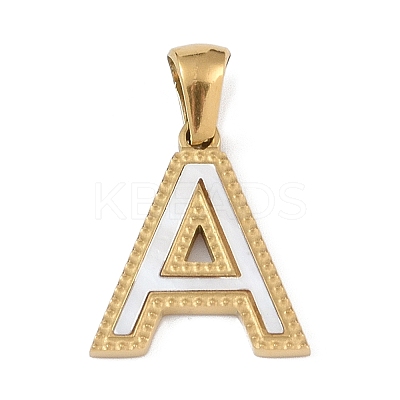 Natural White Shell Alphabet Pendants STAS-M338-02G-A-1