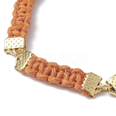 Braided Waxed Polyester Rectangle Link Chain Bracelets BJEW-JB10000-1